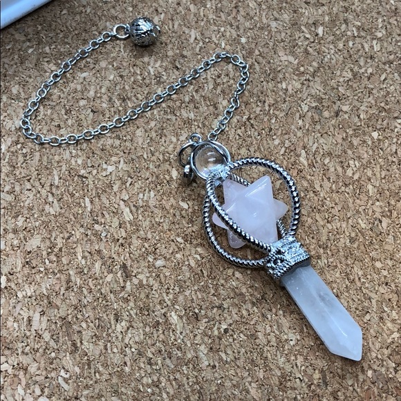 Rose quartz sacred Geometry rotating pendulum - Picture 2 of 11